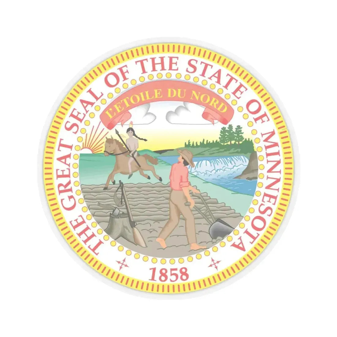 Minnesota State Seal - STICKER Vinyl Kiss-Cut Decal 4 Inch Transparent - The Sticker Space