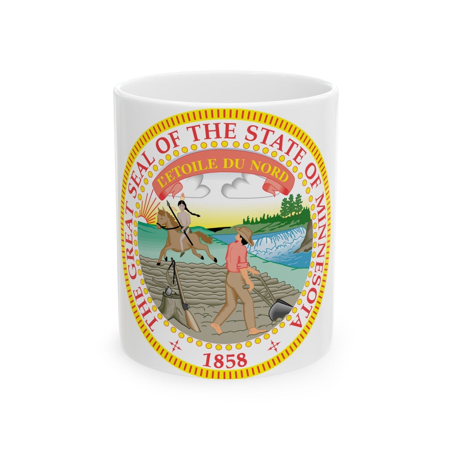 Minnesota State Seal - White Coffee Mug-11oz-The Sticker Space