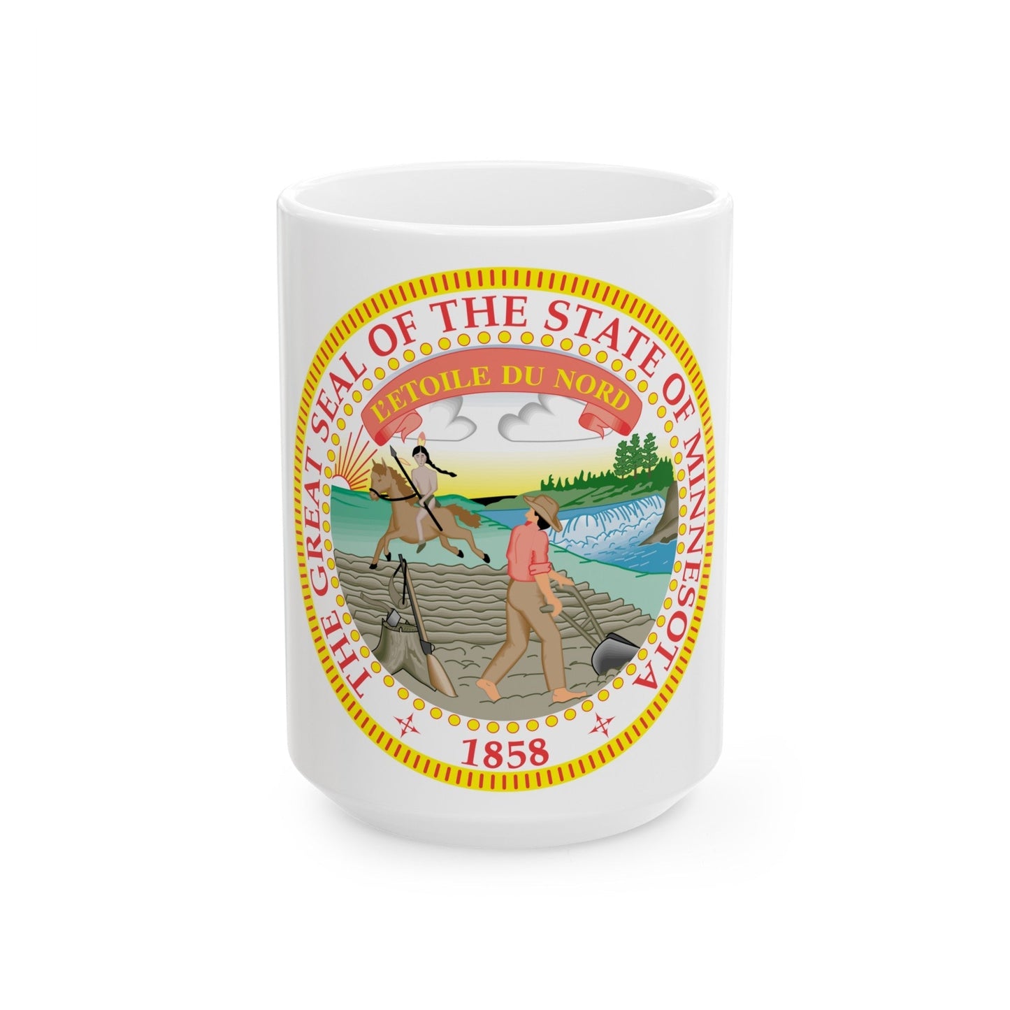 Minnesota State Seal - White Coffee Mug-15oz-The Sticker Space