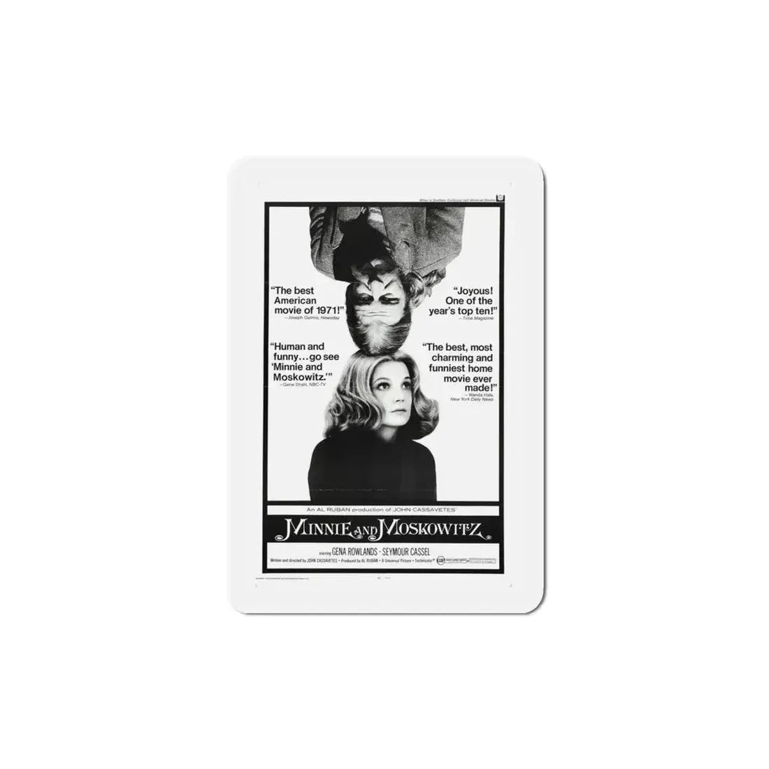 Minnie and Moskowitz 1971 Movie Poster Refrigerator Magnet 5 Inch - The Sticker Space