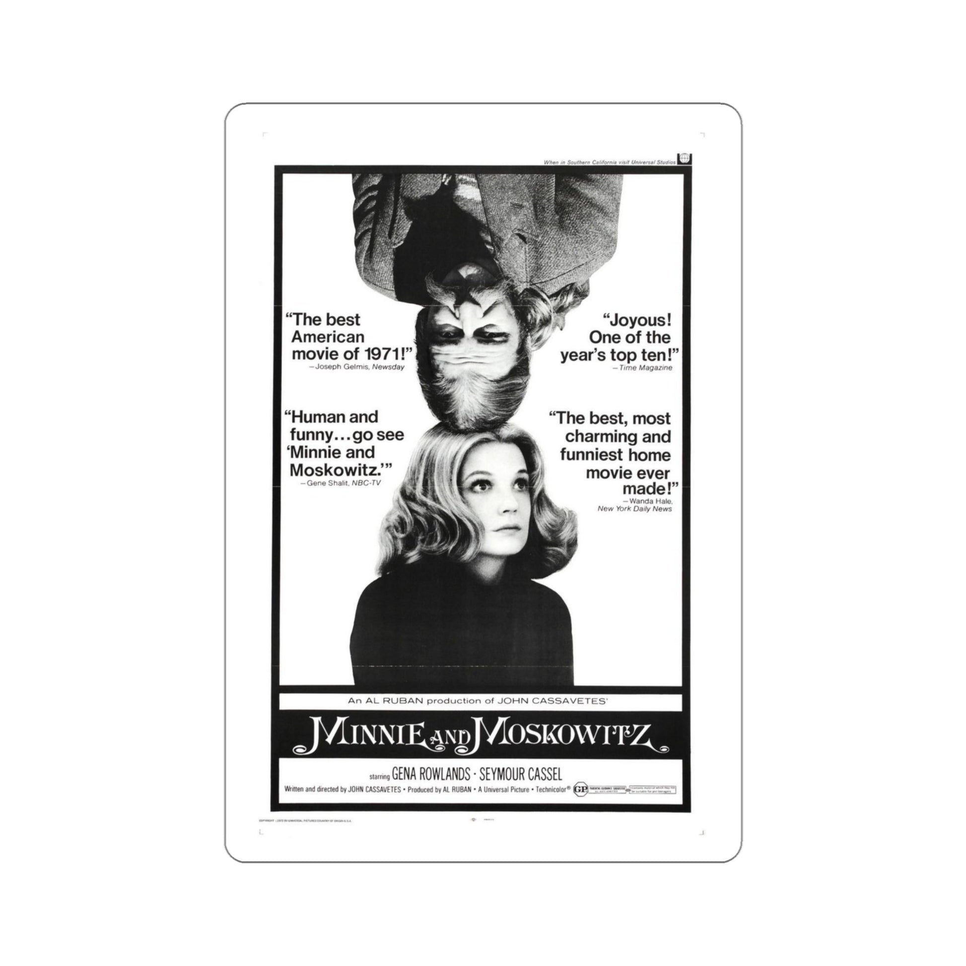 Minnie and Moskowitz 1971 Movie Poster STICKER Vinyl Die-Cut Decal-4 Inch-The Sticker Space