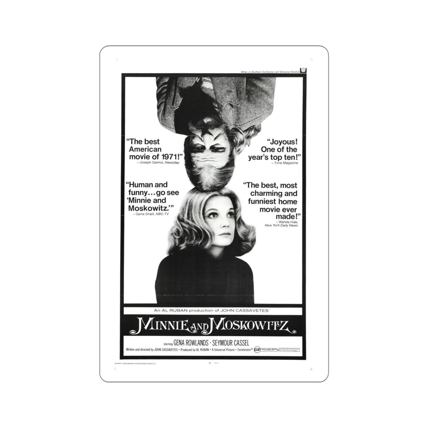 Minnie and Moskowitz 1971 Movie Poster STICKER Vinyl Die-Cut Decal-6 Inch-The Sticker Space