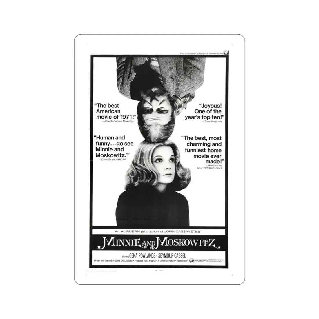 Minnie and Moskowitz 1971 Movie Poster STICKER Vinyl Die-Cut Decal - The Sticker Space