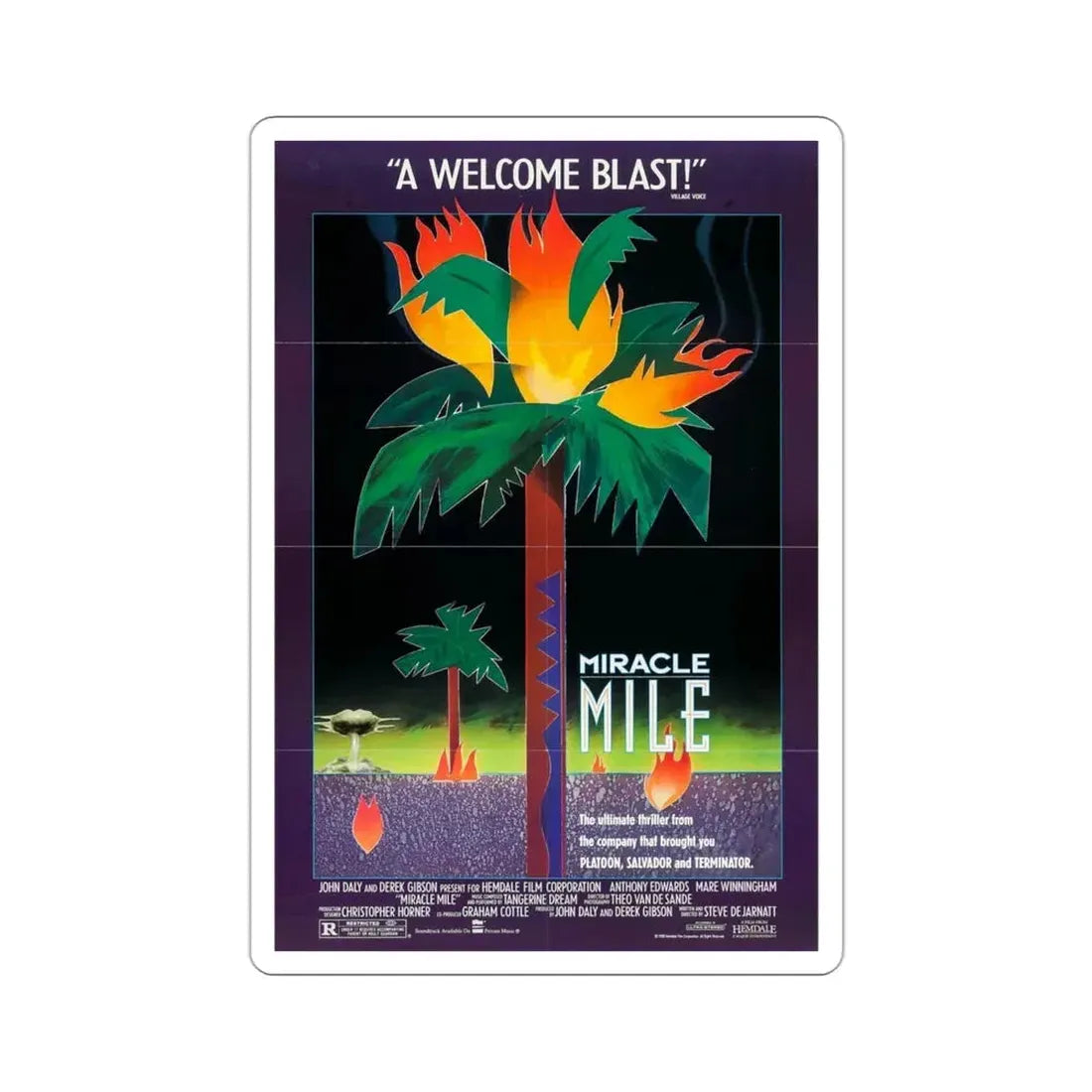 Miracle Mile 1989 Movie Poster STICKER Vinyl Die-Cut Decal 3 Inch - The Sticker Space