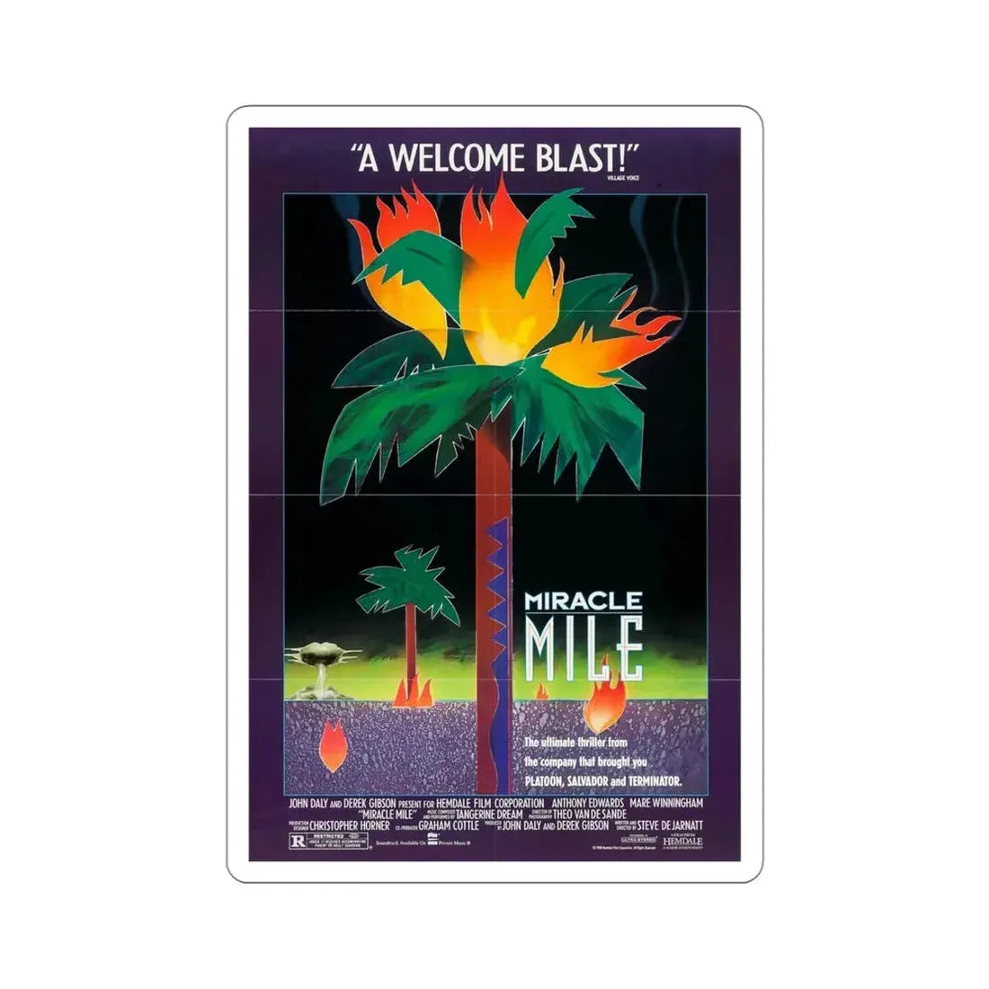 Miracle Mile 1989 Movie Poster STICKER Vinyl Die-Cut Decal - The Sticker Space