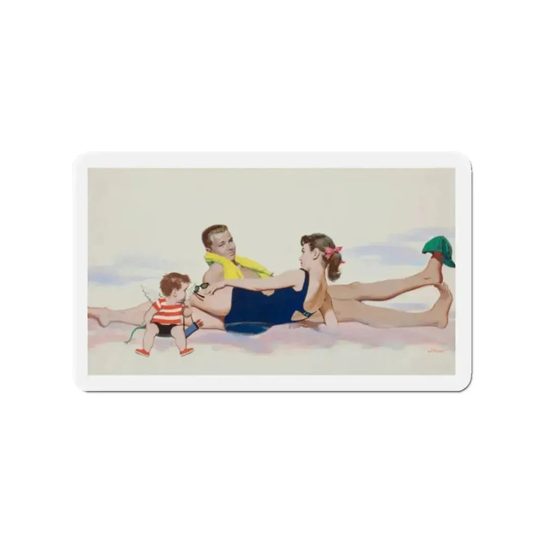 Mirror magazine story illustration, August 12, 1956 (Magazine Illustration) Refrigerator Magnet 2 Inch - The Sticker Space