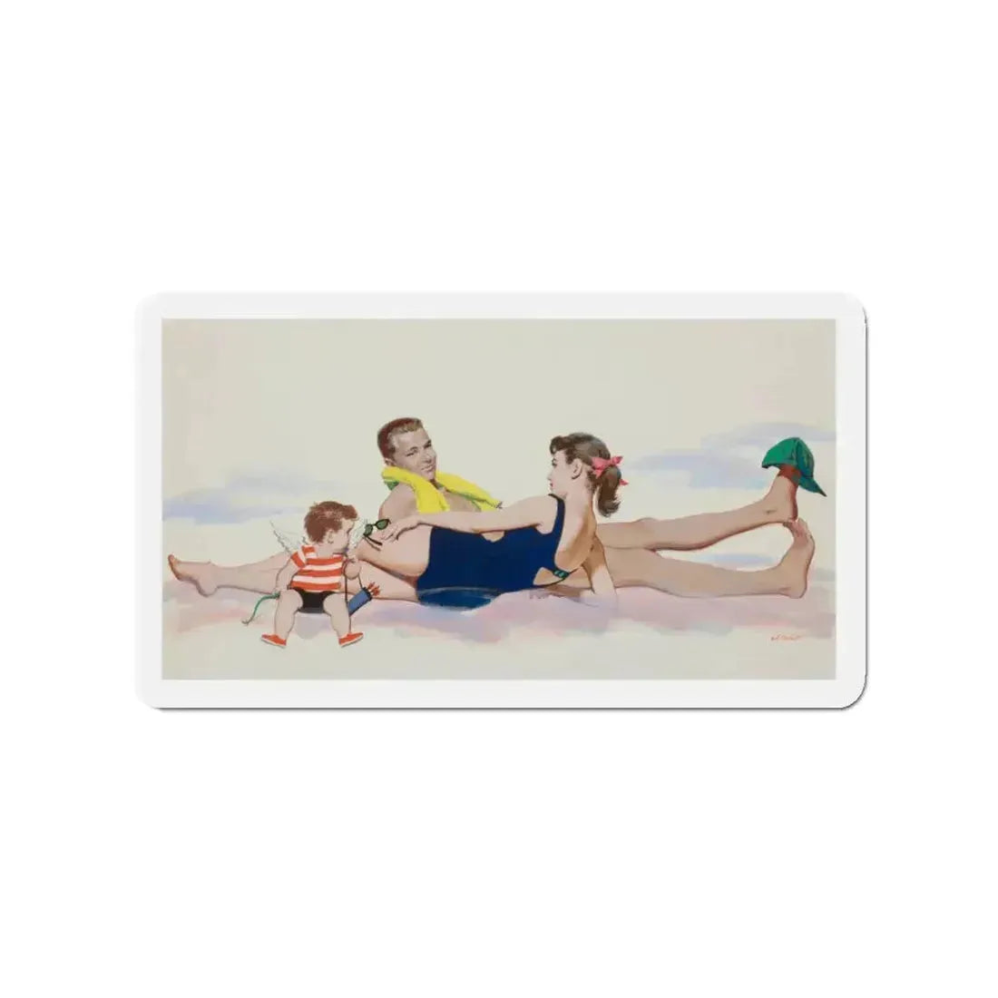 Mirror magazine story illustration, August 12, 1956 (Magazine Illustration) Refrigerator Magnet 3 Inch - The Sticker Space