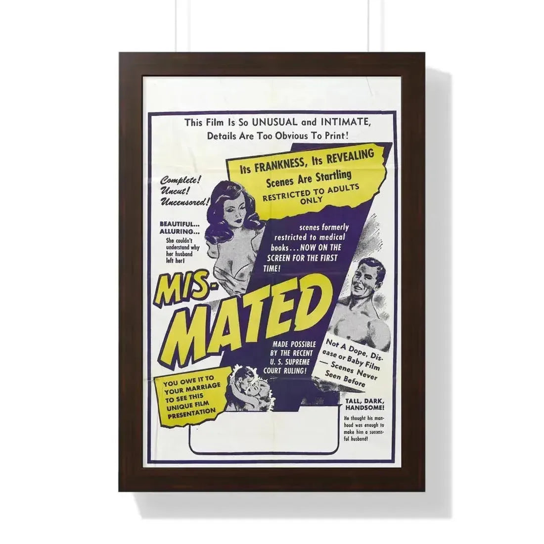 MIS-MATED 1952 - Framed Movie Poster 16″ x 24″ Walnut - The Sticker Space