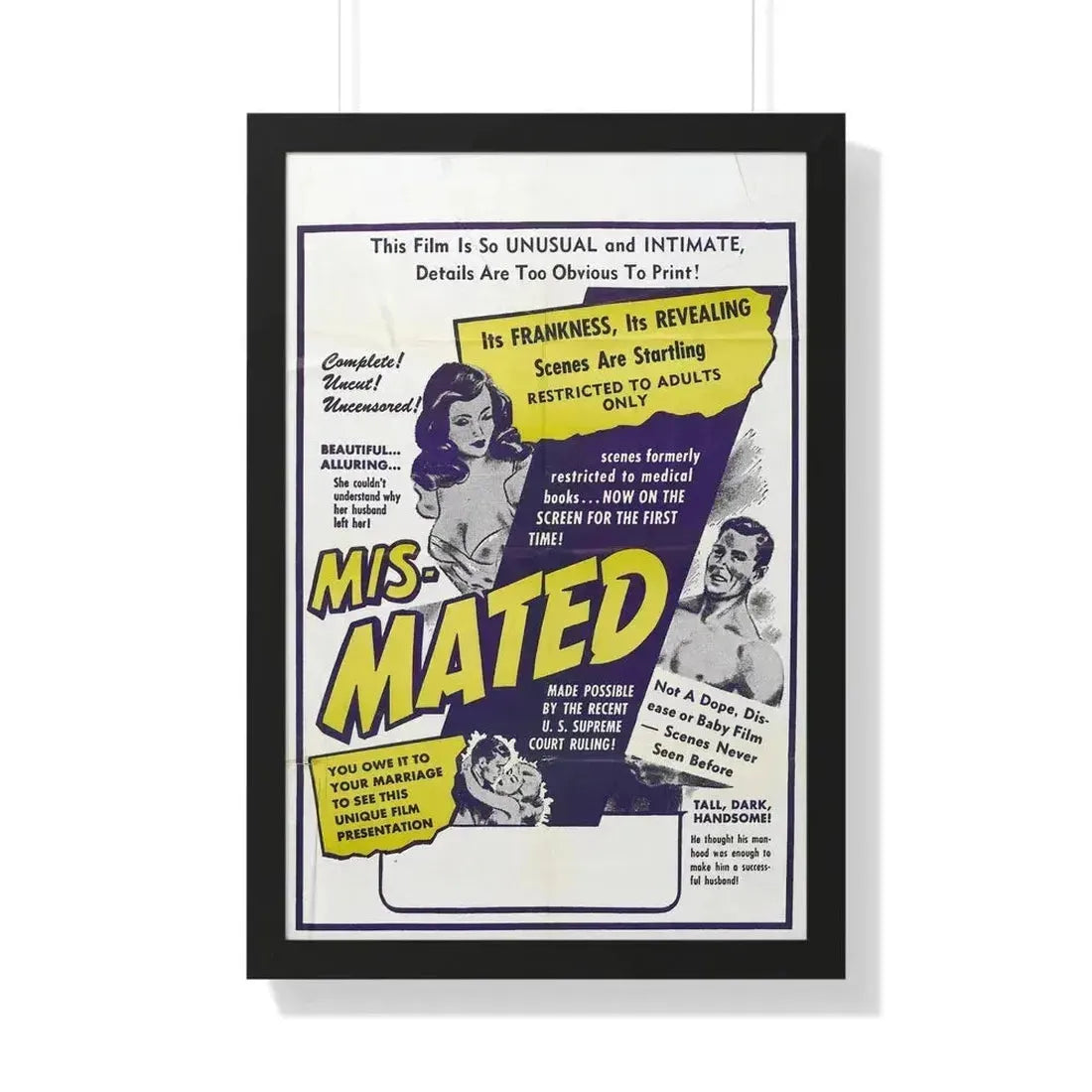 MIS-MATED 1952 - Framed Movie Poster 20" x 30" Black - The Sticker Space