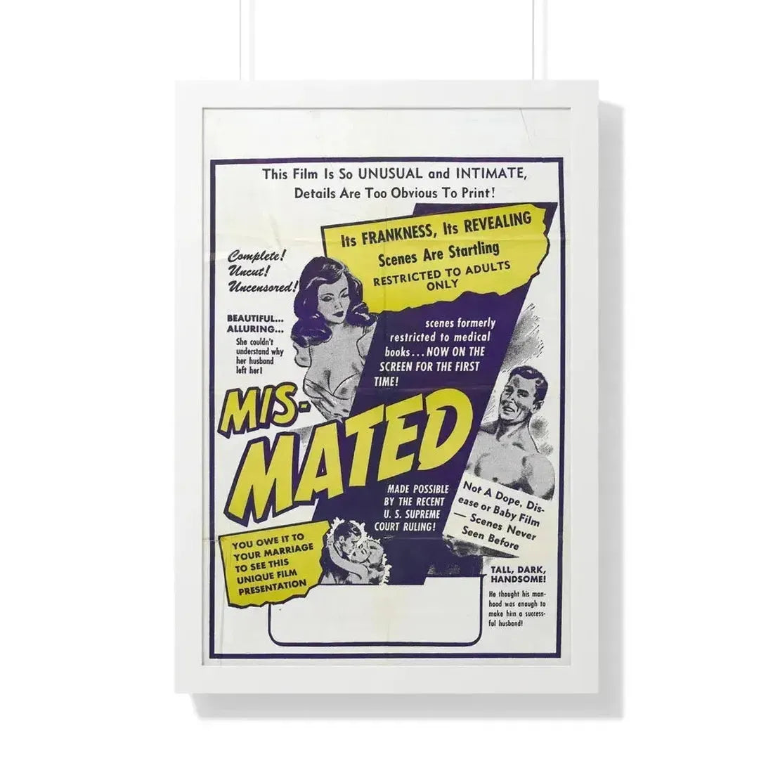 MIS-MATED 1952 - Framed Movie Poster 20" x 30" White - The Sticker Space