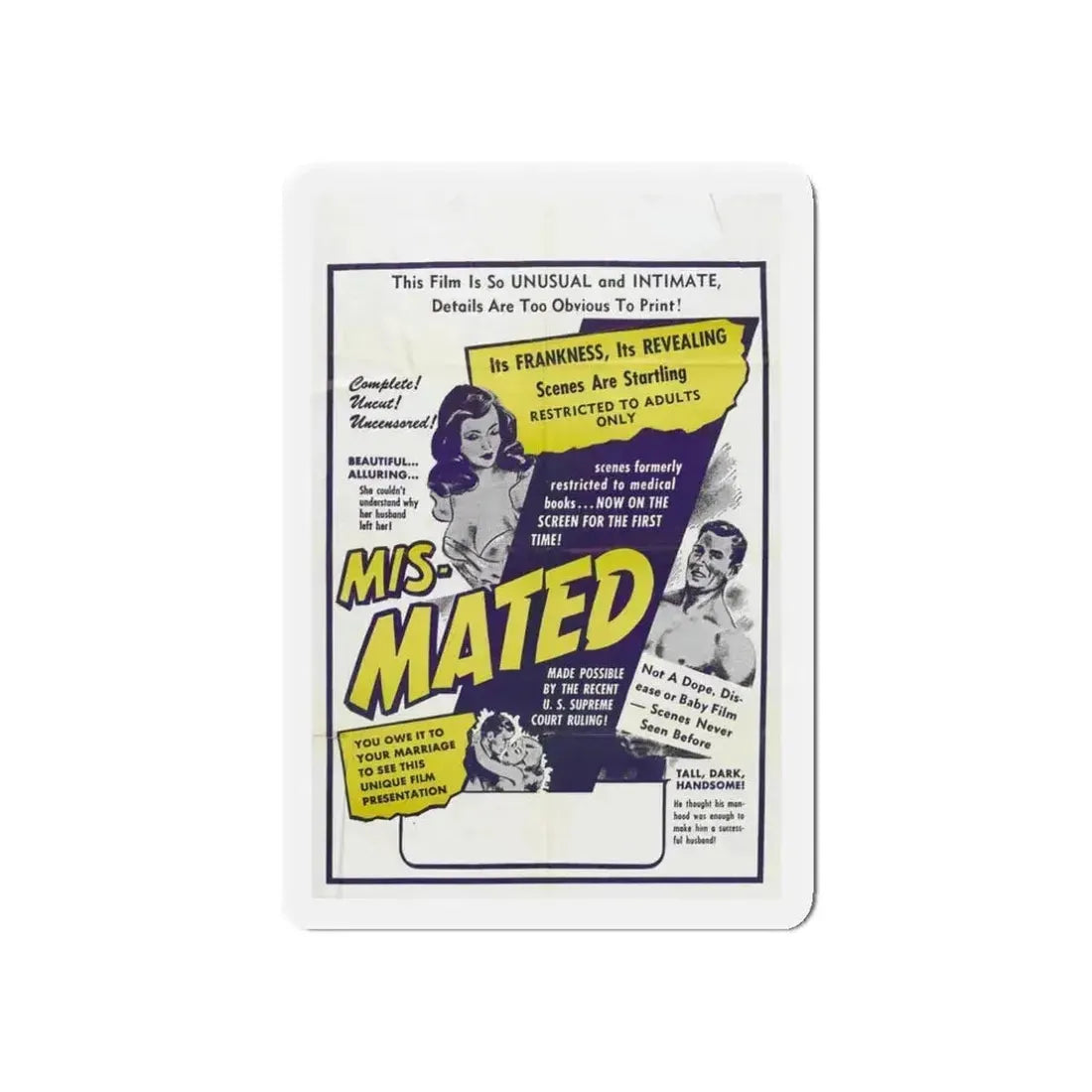 MIS-MATED 1952 Movie Poster - Refrigerator Magnet 3 Inch Die-Cut - The Sticker Space