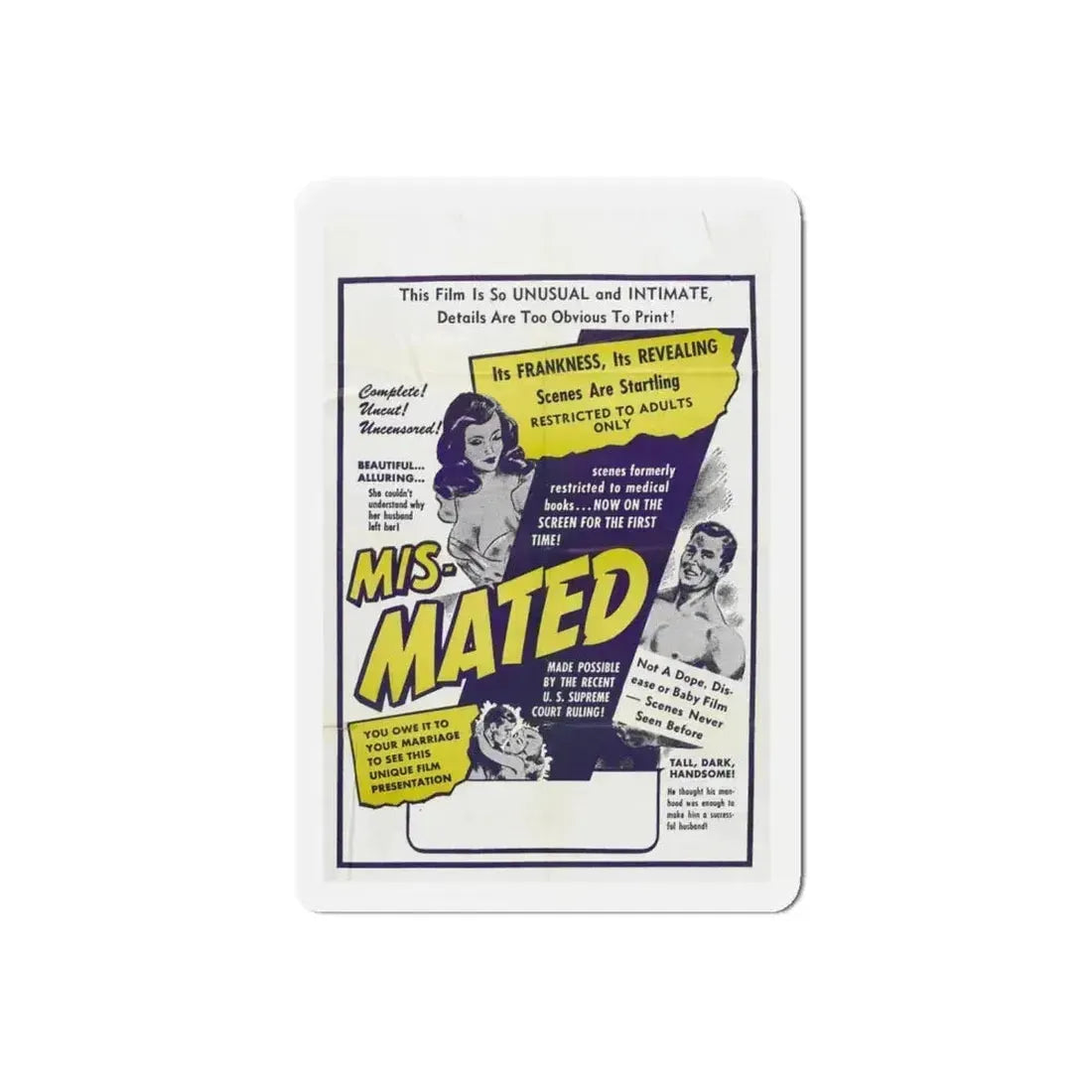 MIS-MATED 1952 Movie Poster - Refrigerator Magnet 6 Inch Die-Cut - The Sticker Space