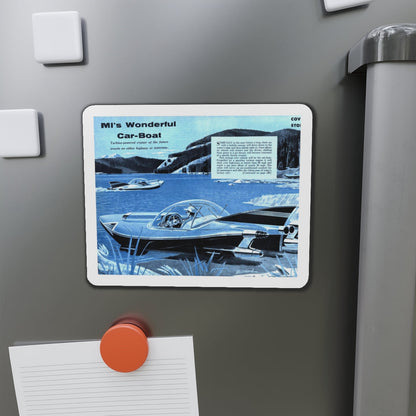 MI's Wonderful Car-Boat (Magazine Illustration) Refrigerator Magnet-The Sticker Space