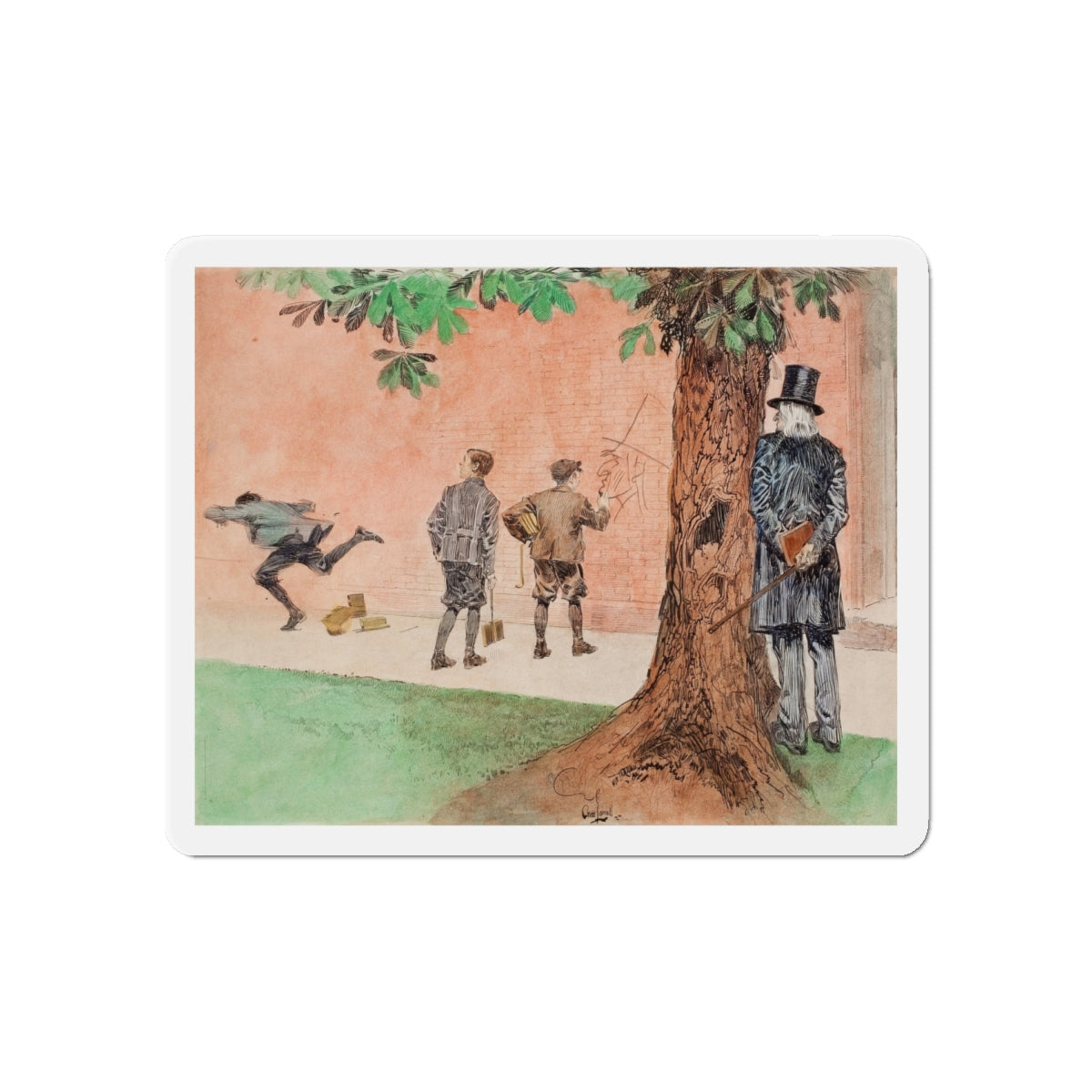 Misbehaving (Magazine Illustration) Refrigerator Magnet-6 × 6"-The Sticker Space