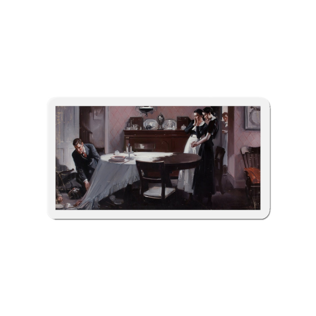 Mishap in the Dining Room (Magazine Illustration) Refrigerator Magnet-5" x 5"-The Sticker Space