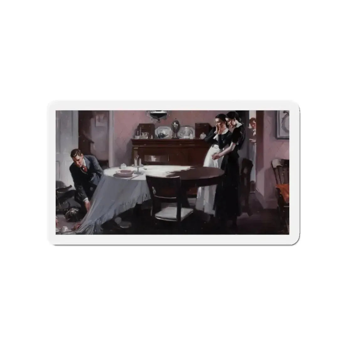 Mishap in the Dining Room (Magazine Illustration) Refrigerator Magnet - The Sticker Space