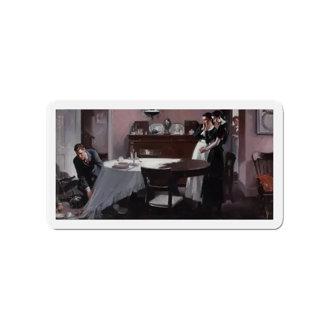 Mishap in the Dining Room (Magazine Illustration) Refrigerator Magnet - The Sticker Space