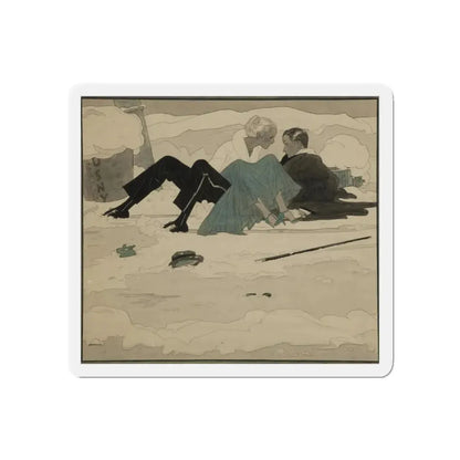 Mishap in the Snow (Magazine Illustration) Refrigerator Magnet - The Sticker Space