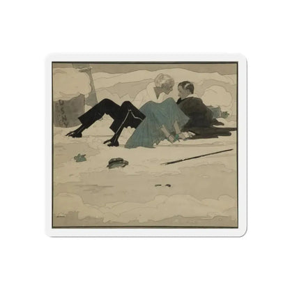 Mishap in the Snow (Magazine Illustration) Refrigerator Magnet - The Sticker Space