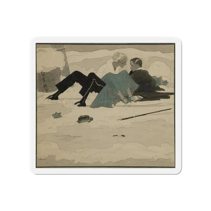 Mishap in the Snow (Magazine Illustration) Refrigerator Magnet - The Sticker Space