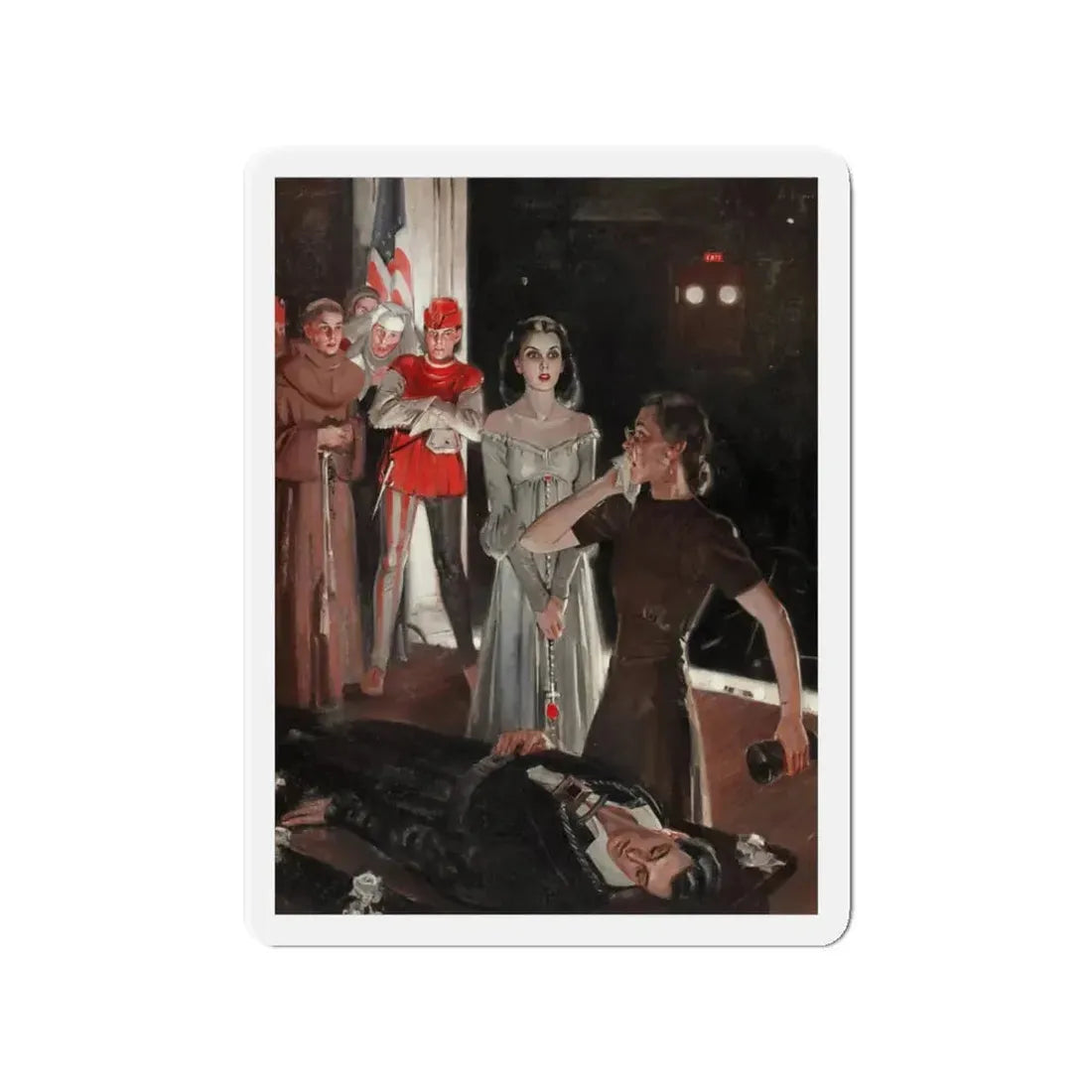 Miss Buell, Redbook illustration, March 1959 (Magazine Illustration) Refrigerator Magnet 3 Inch - The Sticker Space