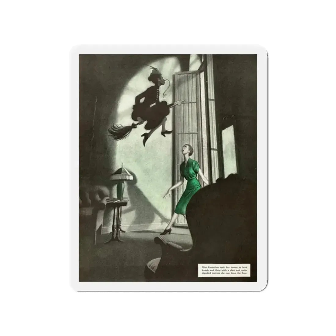 Miss Emmeline Takes Off by Walter Brooks, The Saturday Evening Post, September 8, 1945 (Magazine Illustration) Refrigerator Magnet 2 Inch - The Sticker Space