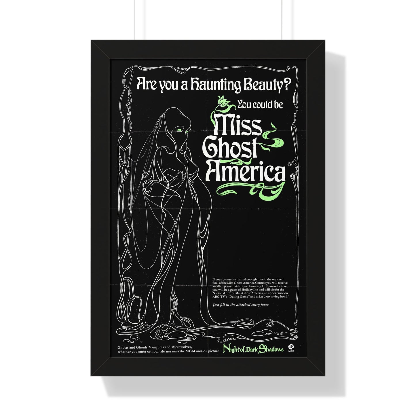 MISS GHOST AMERICA (NIGHT OF DARK SHADOWS) 1971 - Framed Movie Poster-16″ x 24″-The Sticker Space