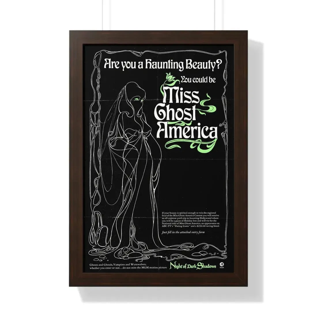MISS GHOST AMERICA (NIGHT OF DARK SHADOWS) 1971 - Framed Movie Poster - The Sticker Space