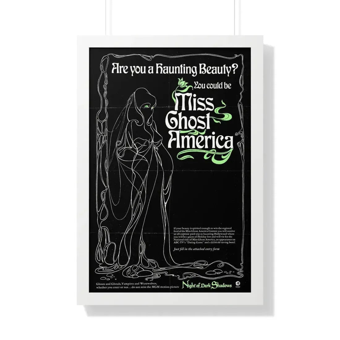 MISS GHOST AMERICA (NIGHT OF DARK SHADOWS) 1971 - Framed Movie Poster - The Sticker Space