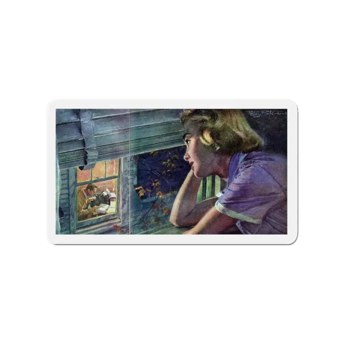 Miss Lane Accepts, Redbook, December 1952 (Magazine Illustration) Refrigerator Magnet 3 Inch - The Sticker Space