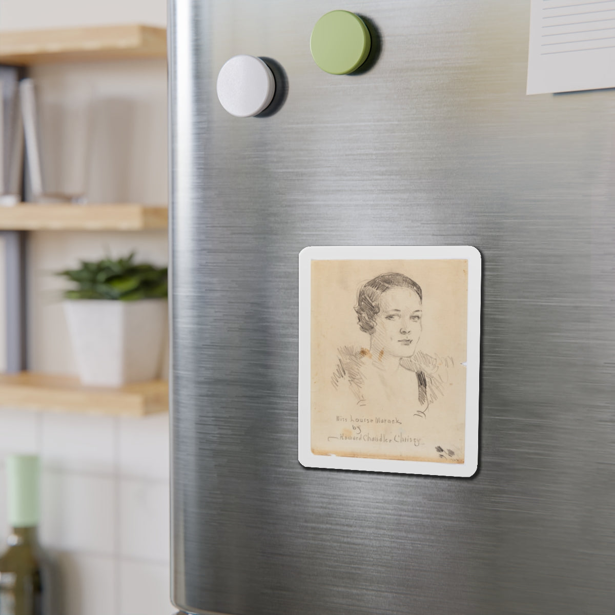 Miss Louise Marock, Preliminary Portrait Study (1932) (Magazine Illustration) Refrigerator Magnet-The Sticker Space