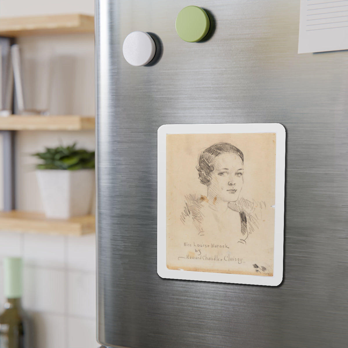 Miss Louise Marock, Preliminary Portrait Study (1932) (Magazine Illustration) Refrigerator Magnet-The Sticker Space