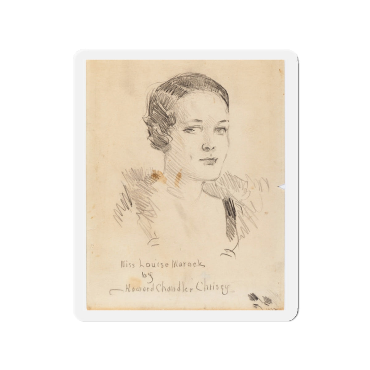 Miss Louise Marock, Preliminary Portrait Study (1932) (Magazine Illustration) Refrigerator Magnet-2" x 2"-The Sticker Space