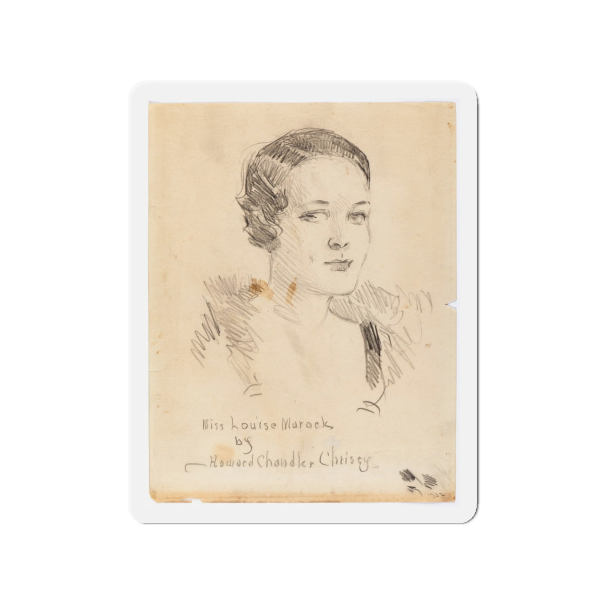 Miss Louise Marock, Preliminary Portrait Study (1932) (Magazine Illustration) Refrigerator Magnet-3" x 3"-The Sticker Space