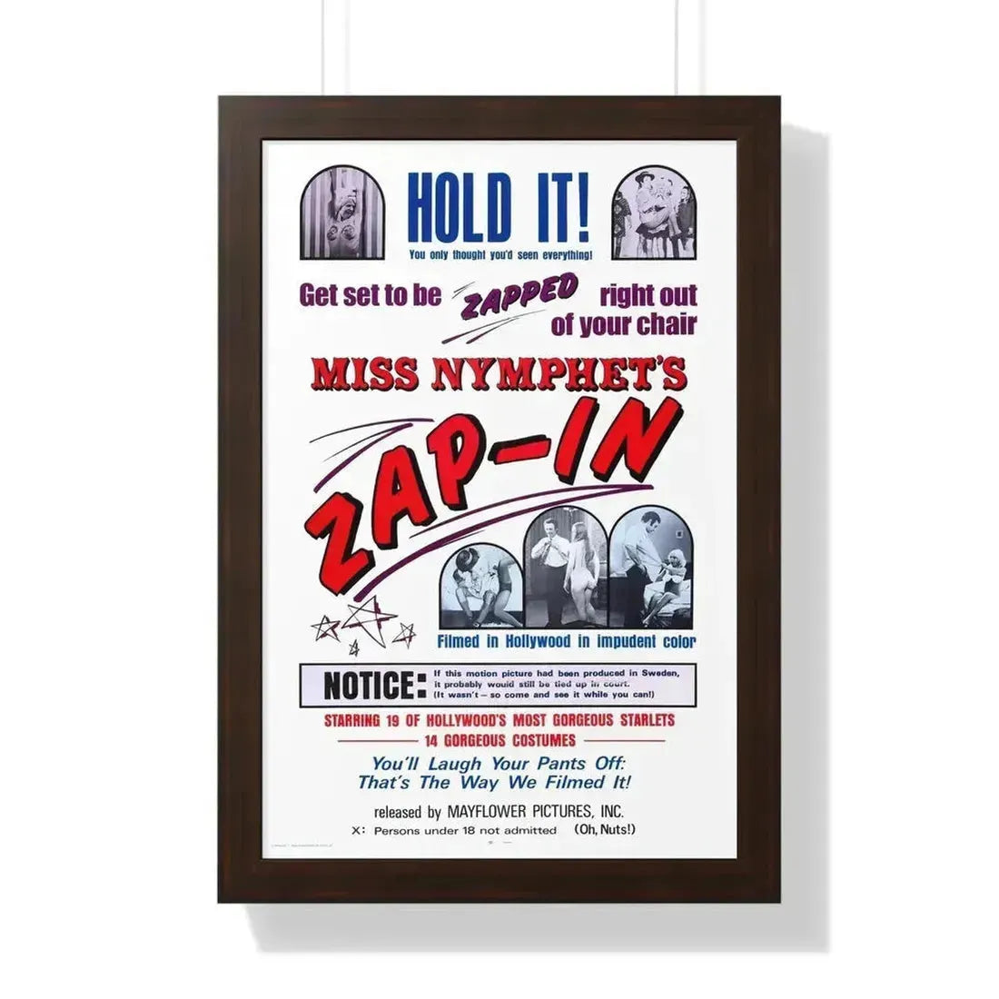 MISS NYMPHETS ZAP IN 1970 - Framed Movie Poster 16″ x 24″ Walnut - The Sticker Space