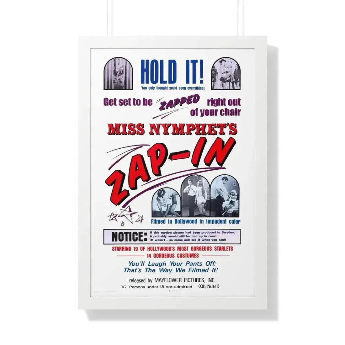 MISS NYMPHETS ZAP IN 1970 - Framed Movie Poster 20" x 30" White - The Sticker Space