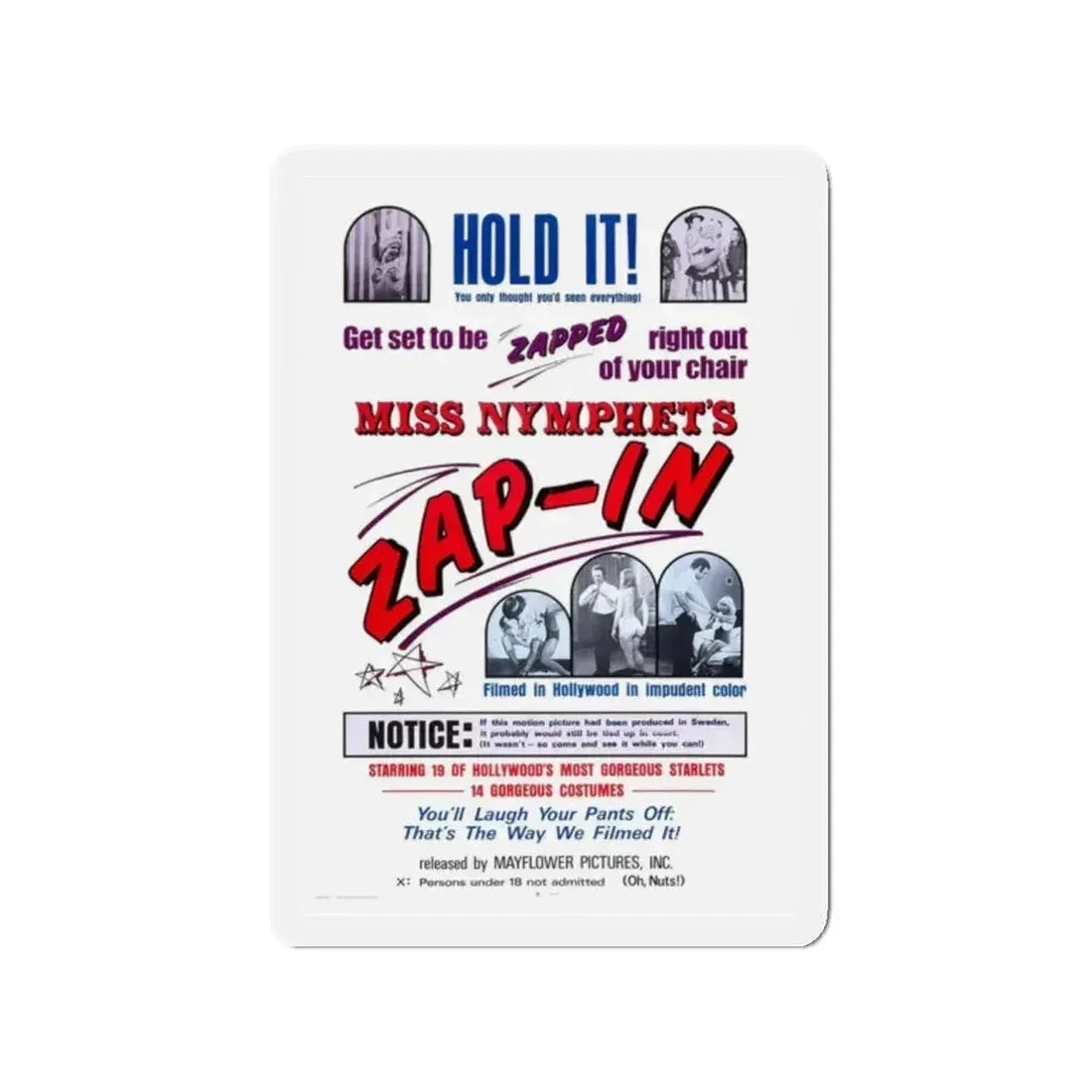 MISS NYMPHETS ZAP IN 1970 Movie Poster - Refrigerator Magnet 2 Inch Die-Cut - The Sticker Space