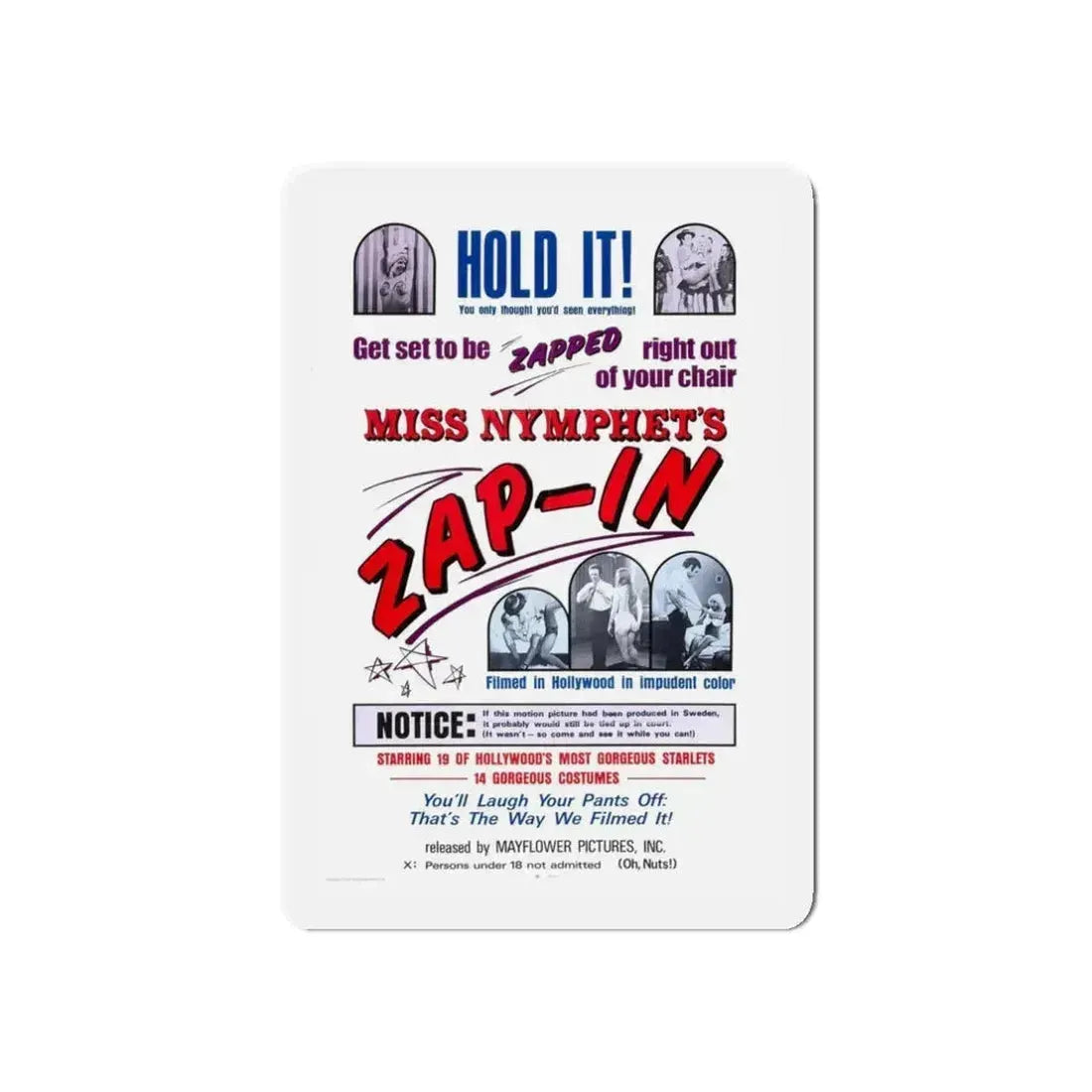 MISS NYMPHETS ZAP IN 1970 Movie Poster - Refrigerator Magnet 3 Inch Die-Cut - The Sticker Space