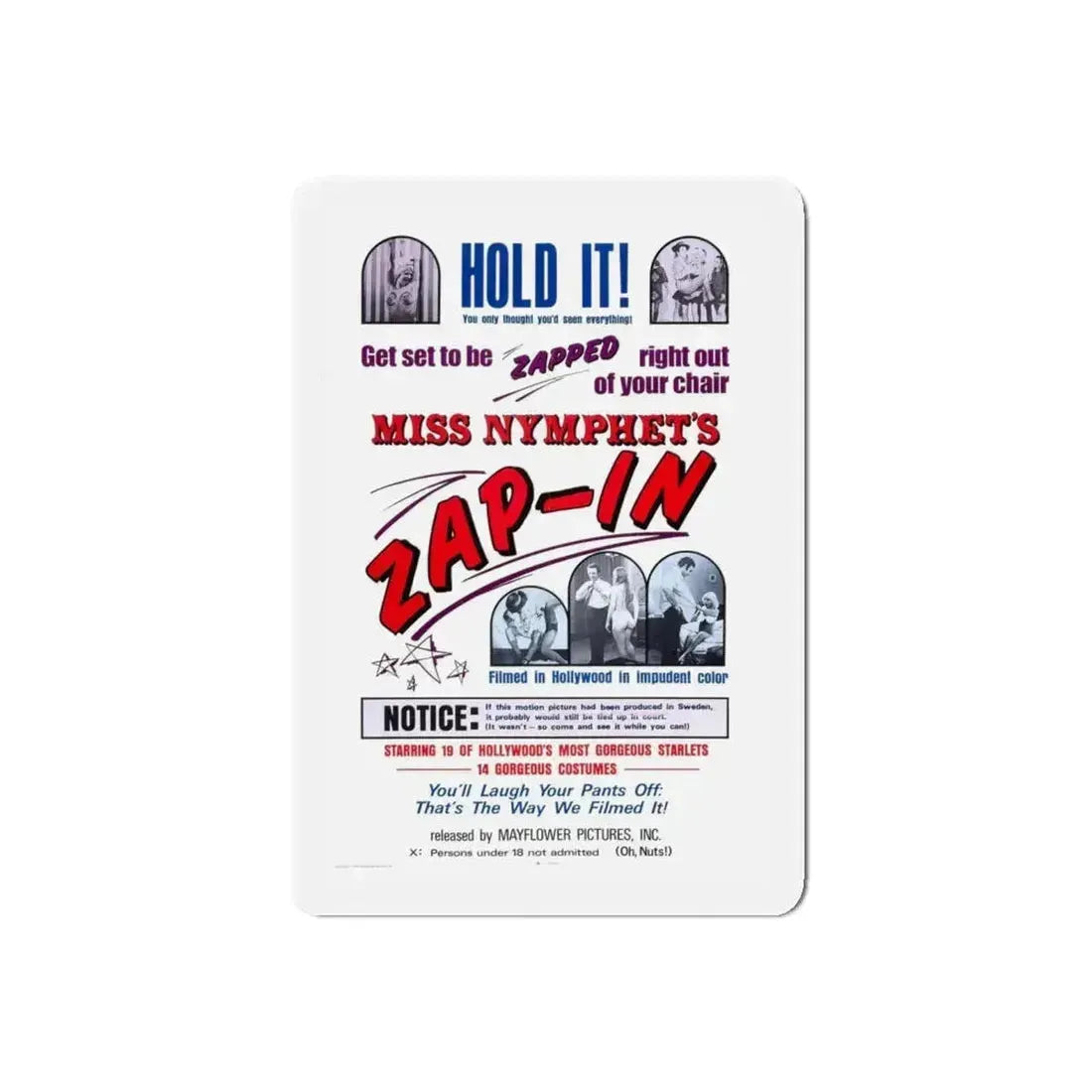 MISS NYMPHETS ZAP IN 1970 Movie Poster - Refrigerator Magnet 5 Inch Die-Cut - The Sticker Space