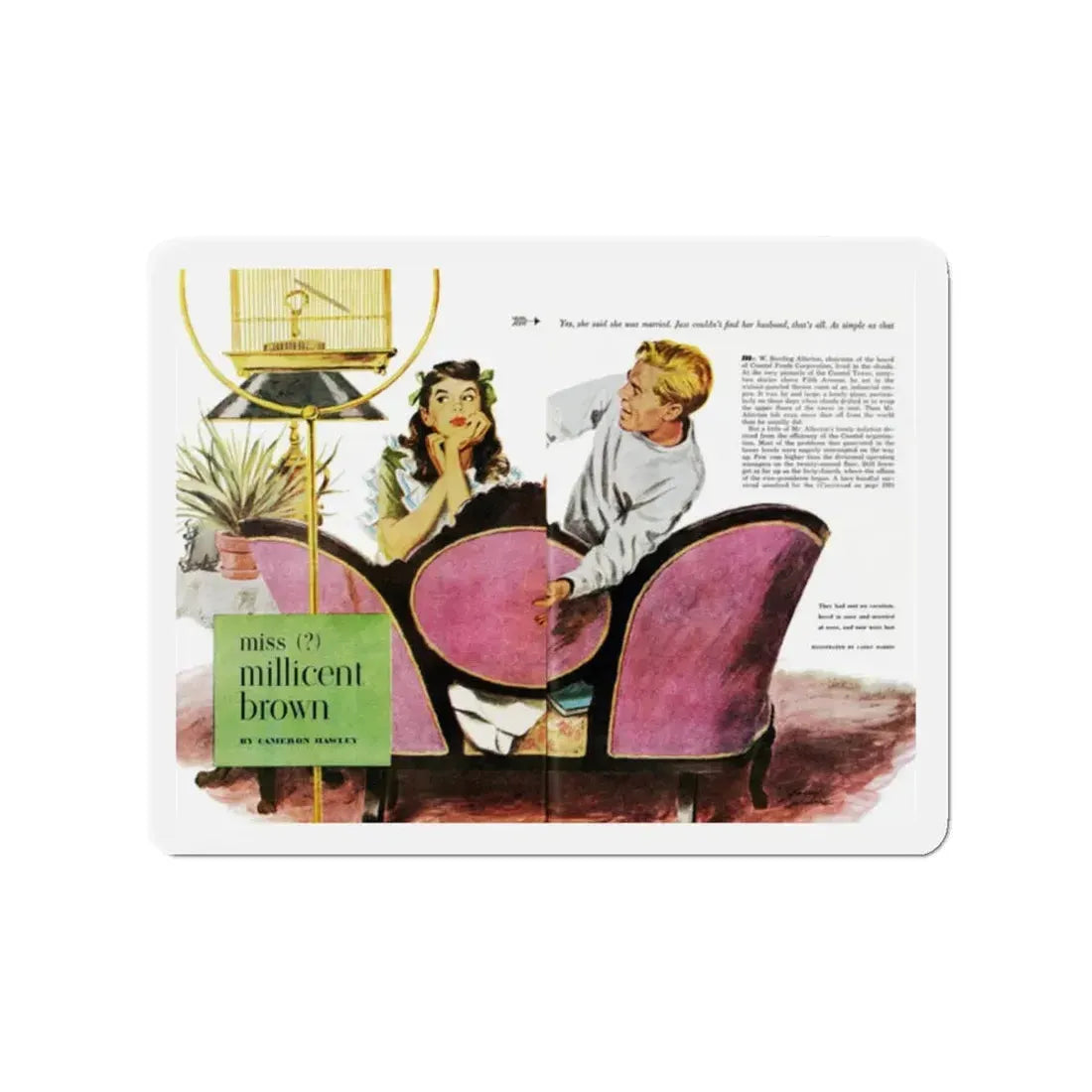 Miss (question) millicent brown, Good Housekeeping, July 1947 (Magazine Illustration) Refrigerator Magnet - The Sticker Space