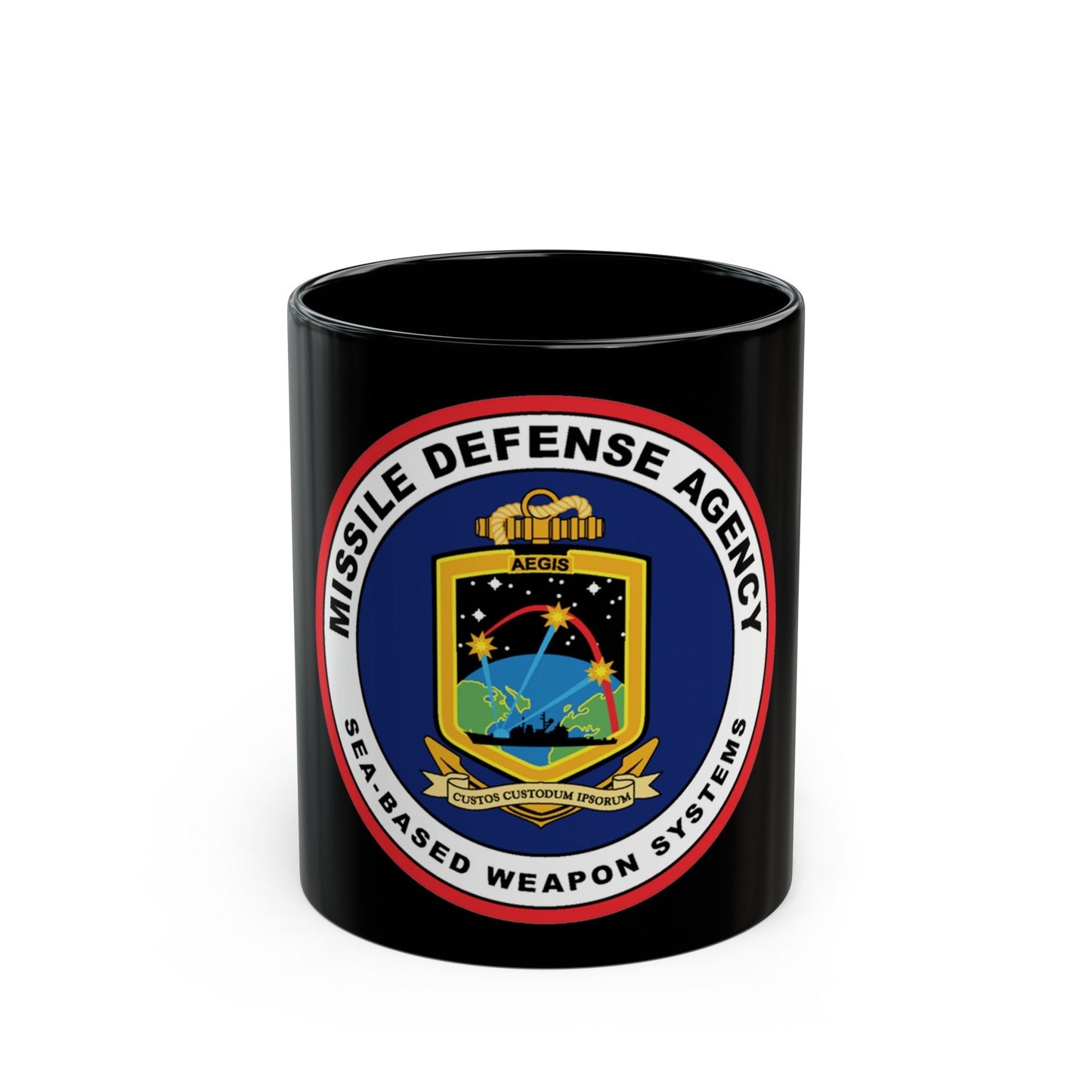 Missile Defense Agency AEGIS Ballistic (U.S. Navy) Black Coffee Mug-11oz-The Sticker Space