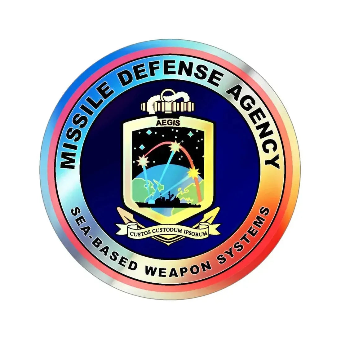 Missile Defense Agency AEGIS Ballistic (U.S. Navy) Holographic STICKER Die-Cut Vinyl Decal 4 Inch Holographic - The Sticker Space