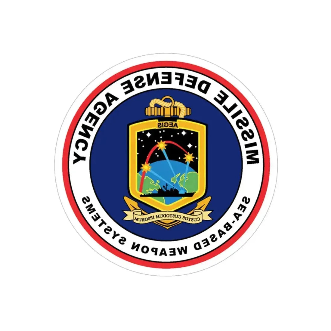 Missile Defense Agency AEGIS Ballistic (U.S. Navy) REVERSE PRINT Transparent Die-Cut STICKER 5 Inch Die-Cut Transparent - The Sticker Space