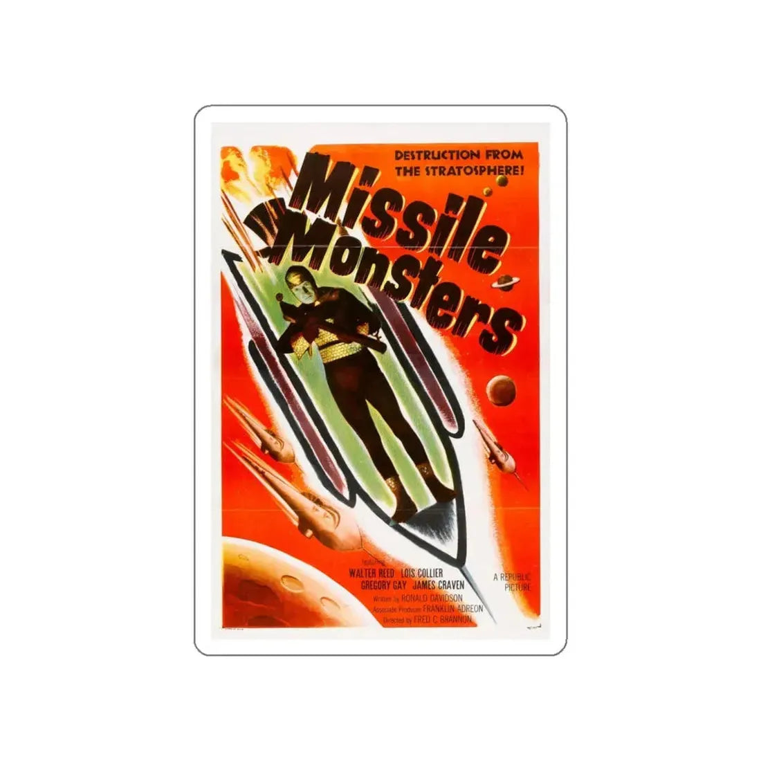 MISSILE MONSTERS 1958 Movie Poster STICKER Vinyl Die-Cut Decal 4 Inch - The Sticker Space
