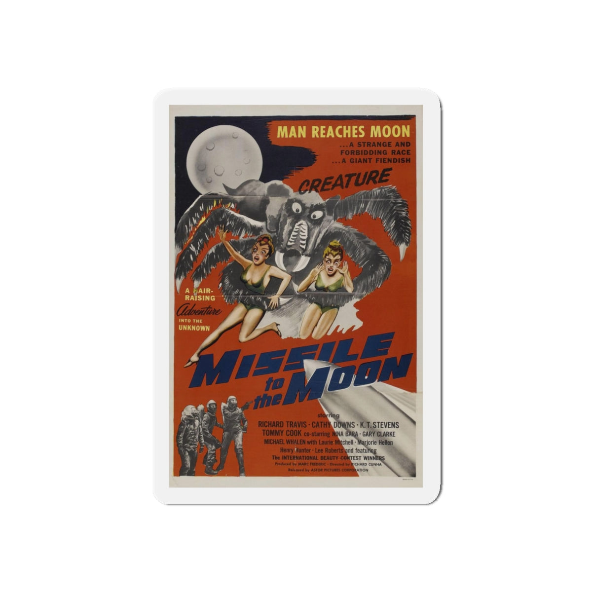 MISSILE TO THE MOON 1958 Movie Poster - Refrigerator Magnet-3" x 3"-The Sticker Space