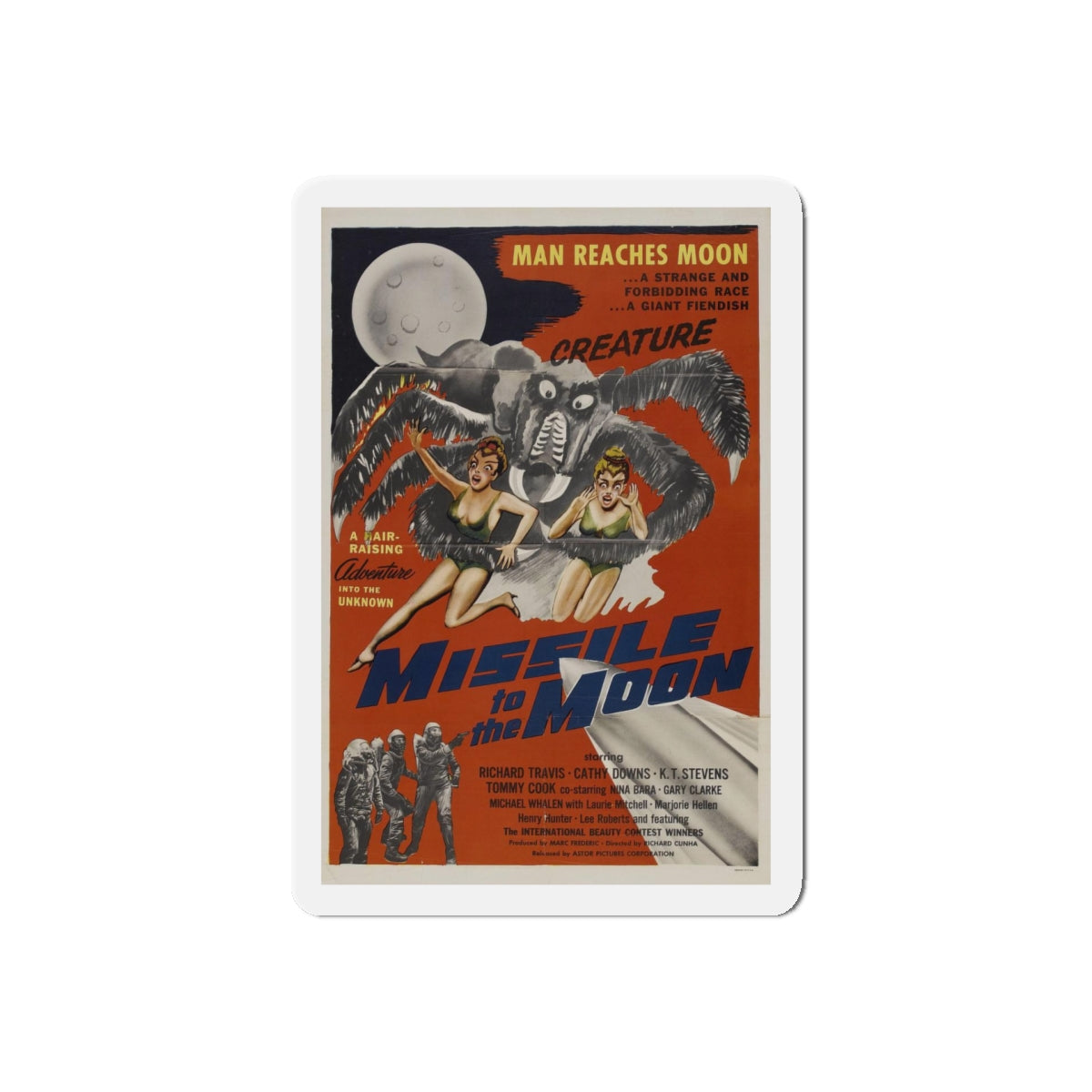 MISSILE TO THE MOON 1958 Movie Poster - Refrigerator Magnet-5" x 5"-The Sticker Space