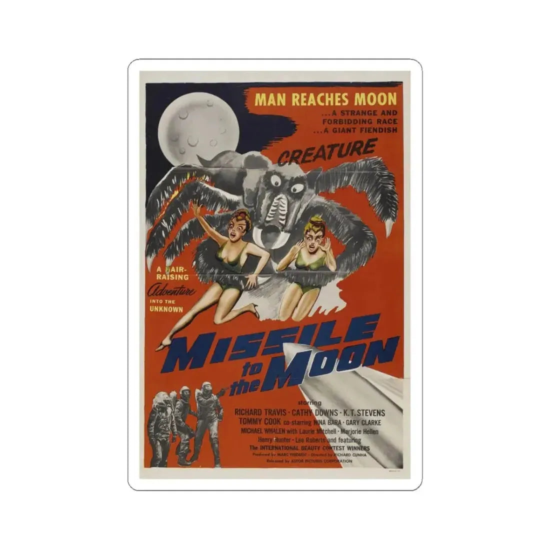 MISSILE TO THE MOON 1958 Movie Poster - STICKER Vinyl Kiss-Cut Decal 3 Inch White - The Sticker Space