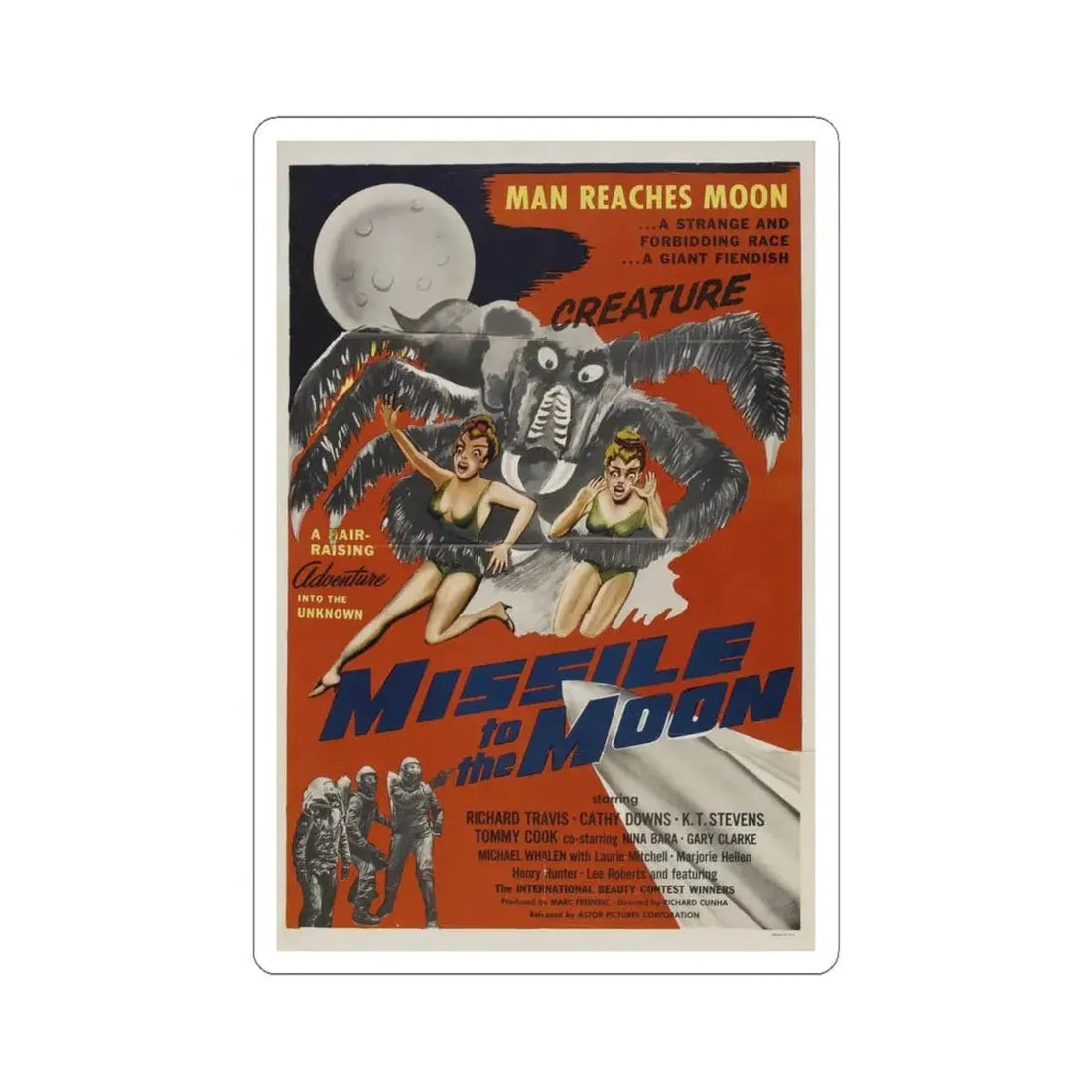 MISSILE TO THE MOON 1958 Movie Poster - STICKER Vinyl Kiss-Cut Decal 4 Inch White - The Sticker Space
