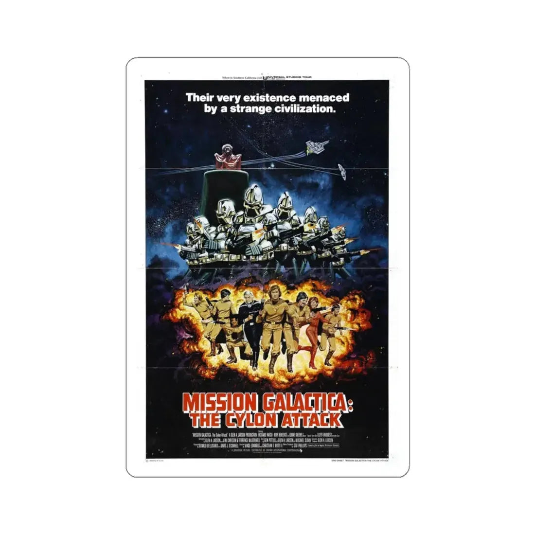 MISSION GALACTICA 1979 Movie Poster - STICKER Vinyl Kiss-Cut Decal 4 Inch White - The Sticker Space