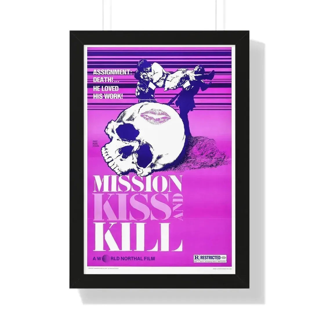 MISSION KISS AND KILL 1979 - Framed Movie Poster 16″ x 24″ Black - The Sticker Space